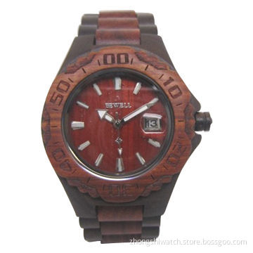 Fashionable Big Men Style Watch with Black Red Sandalwood Case and Band, Customized Design are Welco